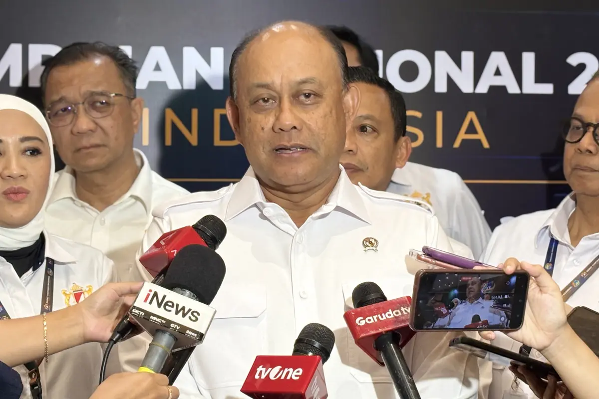 Kepala Badan Gizi Nasional (BGN) Dadan Hindayana saat acara Rapat Pimpinan Nasional KADIN, di Park Hyatt, Jakarta, Senin (1/12/2025). (Foto: Liputan6.com/Tira Santia)