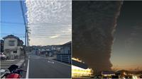 Viral Penampakan Awan Aneh Tutupi Separuh Langit di Jepang. (Sumber: Twitter/neinei_ninja250/Qzy172)