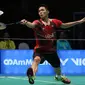 Meski lolos ke semifinal Malaysia Open Super Series Premier 2016, permainan Jonatan Christie dinilai masih standar. (Liputan6.com/Humas PP PBSI)