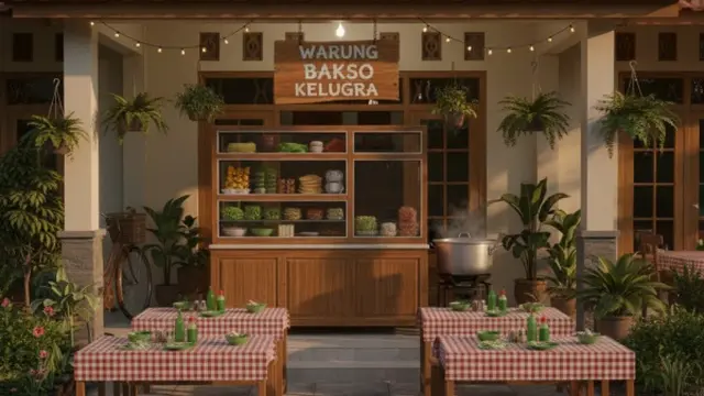 Desain Warung Bakso di Teras Rumah