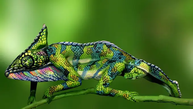 Gambar Bunglon ini Sebenarnya Adalah Dua Wanita Yang Dilukis