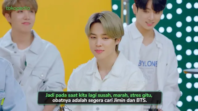 Jimin BTS dalam acara Waktu Indonesia Belanja TV Show Tokopedia (YouTube/ tokopedia)