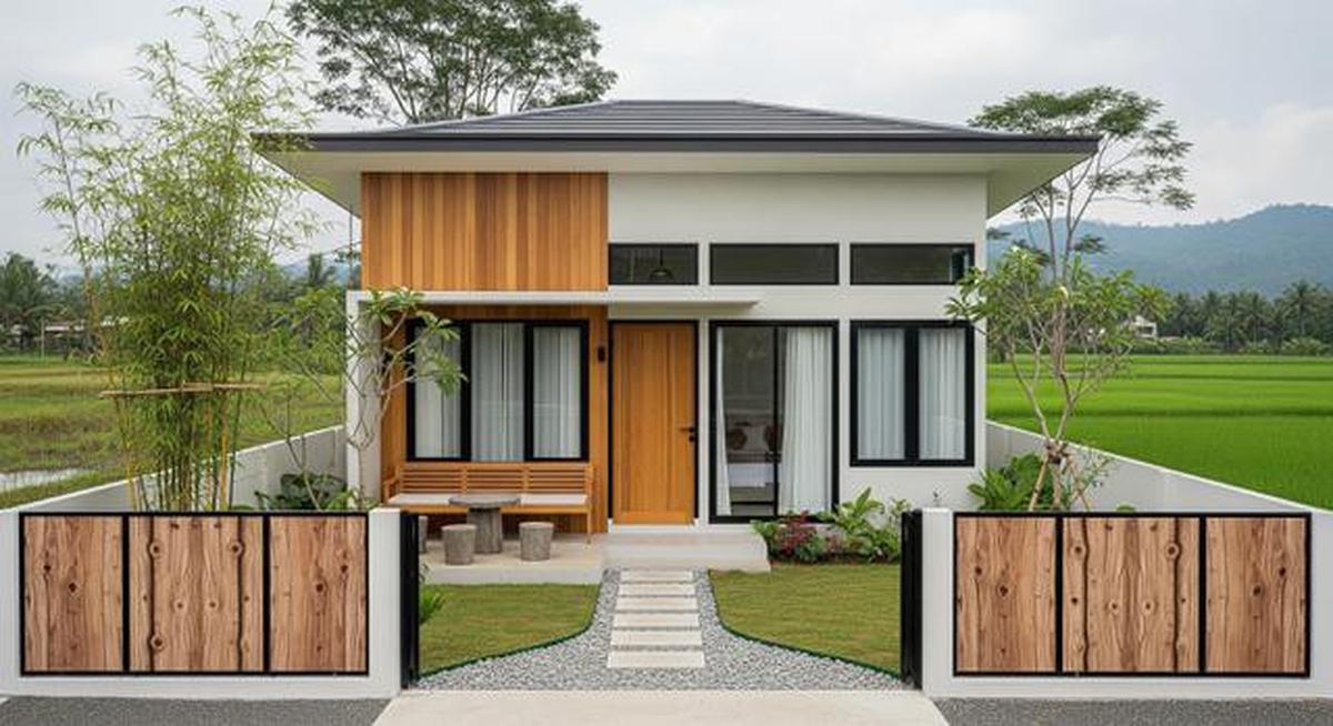 8 Desain Rumah Kecil tapi Luas dengan Pagar Aluminium Motif Kayu, Modelnya Disukai Gen-Z