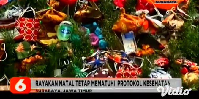 VIDEO: Pandemi COVID-19, Pohon Natal Berhiaskan Ribuan Masker dan Hand Sanitizer