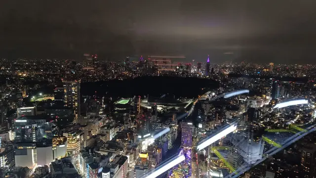 Pemandangan metropolitan Tokyo yang dipenuhi lampu warna warni di Shibuya Sky. (Nila Chrisna).