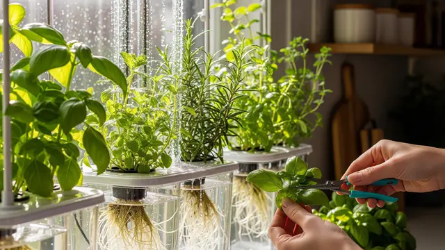 Hidroponik Tanaman Herbal di Jendela Rumah/Gemini AI
