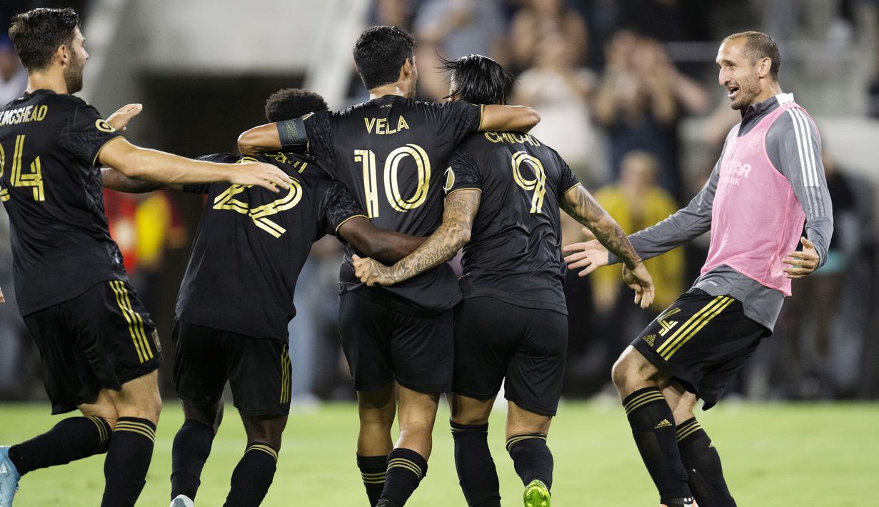 Giorgio Chiellini turut berselebrasi usai tim barunya Los Angeles FC berhasil menaklukkan LA Galaxy di MLS Amerika Serikat.