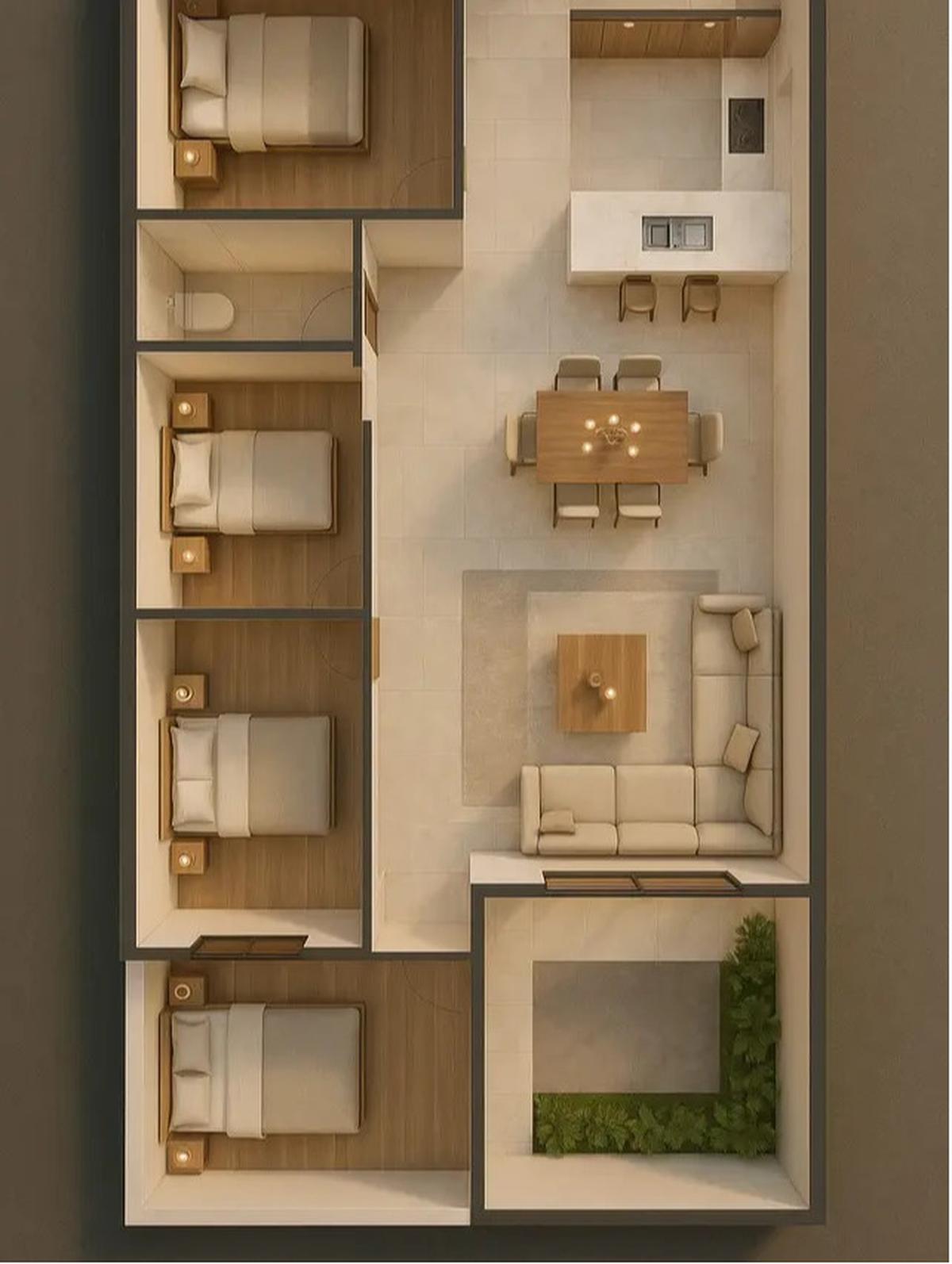 denah rumah mewah ukuran 8x15 / AI Image