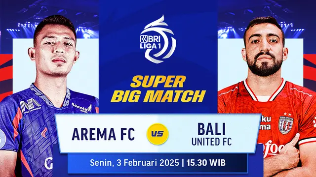 Link Siaran Langsung Big Match BRI Liga 1: Arema vs Bali United di Vidio