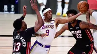 La Lakers menjuarai NBA 2020 setelah mengalahkan Miami Heat. (Douglas P. Defelice/AFP)
