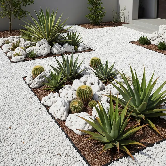 Desain Taman Depan Rumah Anti Ular dengan Batu Koral Putih