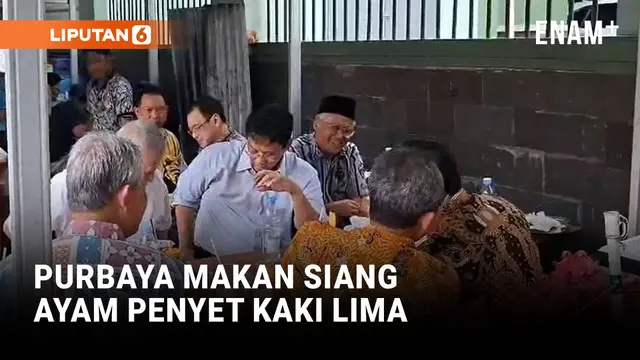 Merakyat! Momen Menteri Keuangan Purbaya Makan Siang Ayam Penyet di Kaki Lima