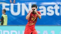 Selebrasi unik dari Rayhan Hannan usai mencetak gol ke gawang Persita Tangerang dalam laga lanjutan BRI Liga 1 2024/2025 di Jakarta International Stadium (JIS), Minggu (19/1/2025). (Dok. Persija)