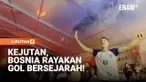 Ratusan penggemar sepak bola di Sarajevo, Bosnia-Herzegovina, merayakan gol tim nasional mereka saat menghadapi Kanada dalam laga Piala Dunia 2026 yang berlangsung di Toronto, Jumat. Suasana penuh kegembiraan pecah ketika Jovo Lukic mencetak gol mela...