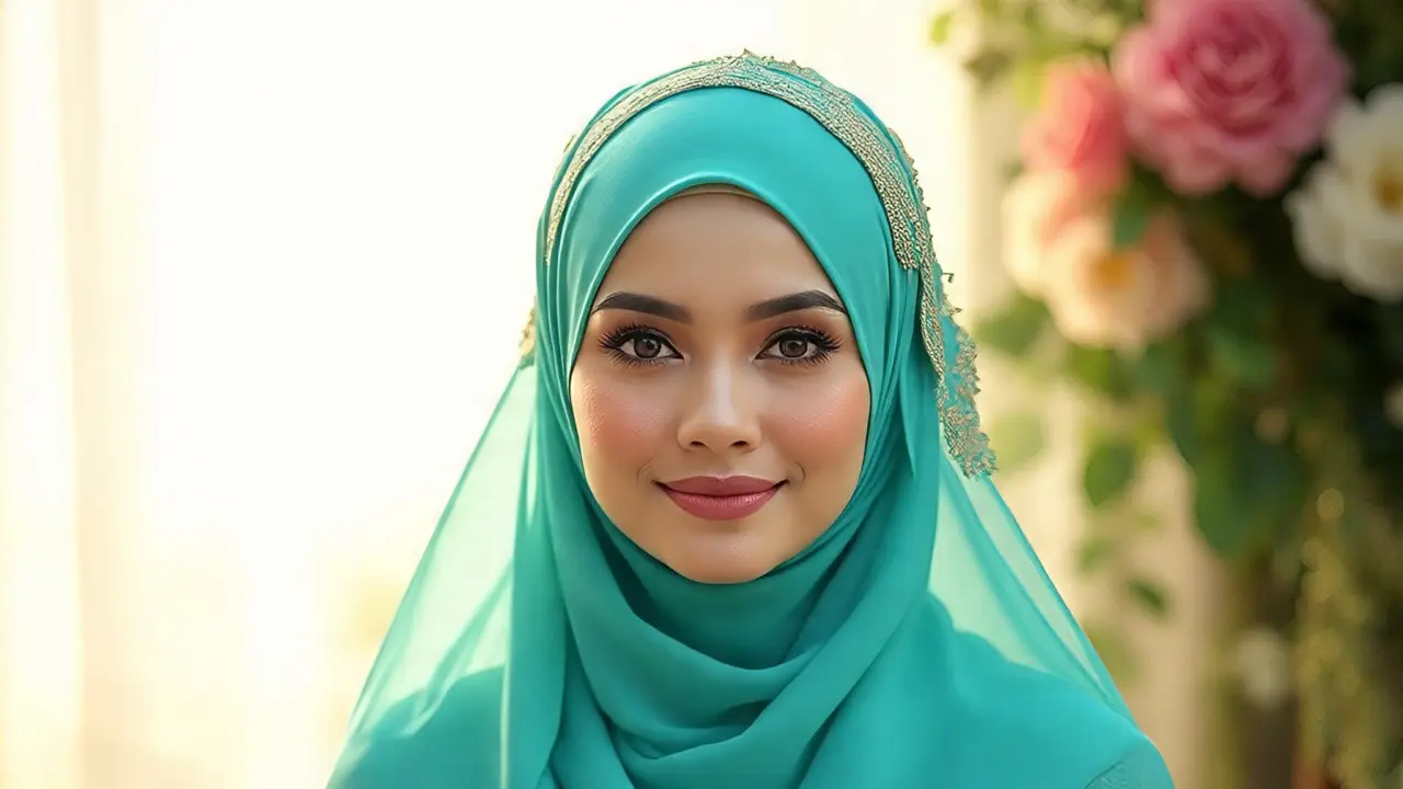 Ilustrasi Gamis Brokat Layering (Created by Meta AI)
