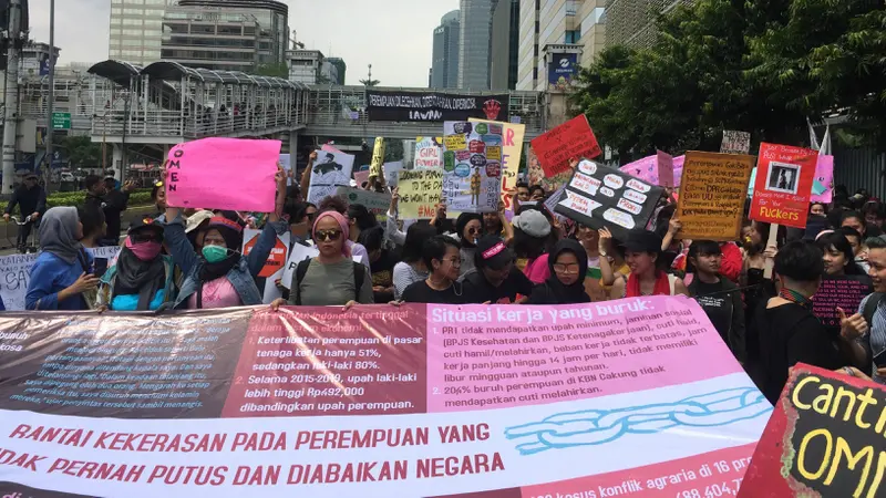 Aksi di Hari Perempuan Internasional, Jakarta, Minggu (8/3/2020)