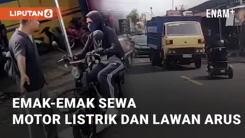 VIDEO: Ngakak, Aksi Emak-emak Sewa Motor Listrik dan Lawan Arus Kemacetan