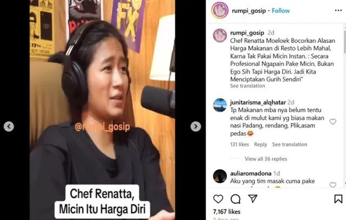 Chef Renatta Ungkap Alasan Harga Makanan di Restoran Lebih Mahal, Bukan Hanya karena Pajak