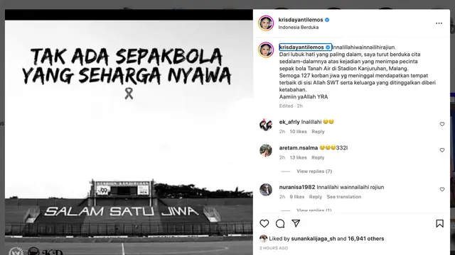 Unggahan Krisdayanti. (Foto: Dok. Instagram @krisdayantilemos)