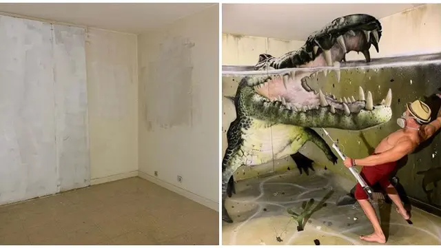6 Potret Grafiti 3D di Tempat Usang Ini Detailnya Sempurna, Bak Sungguhan