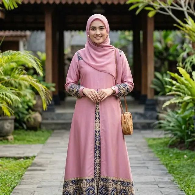 Model Gamis Katun Jepang Kombinasi Terbaru (Foto: Gemini AI)