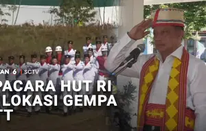 Upacara HUT RI di Lokasi Gempa NTT
