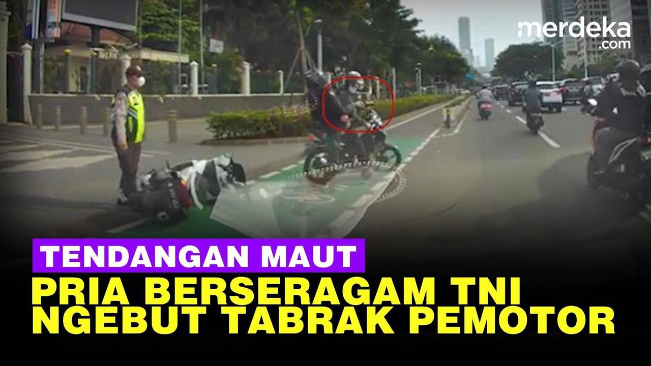 VIDEO: Pria Berseragam TNI Tabrak Pemotor Malah Sewot Layangkan Tendangan