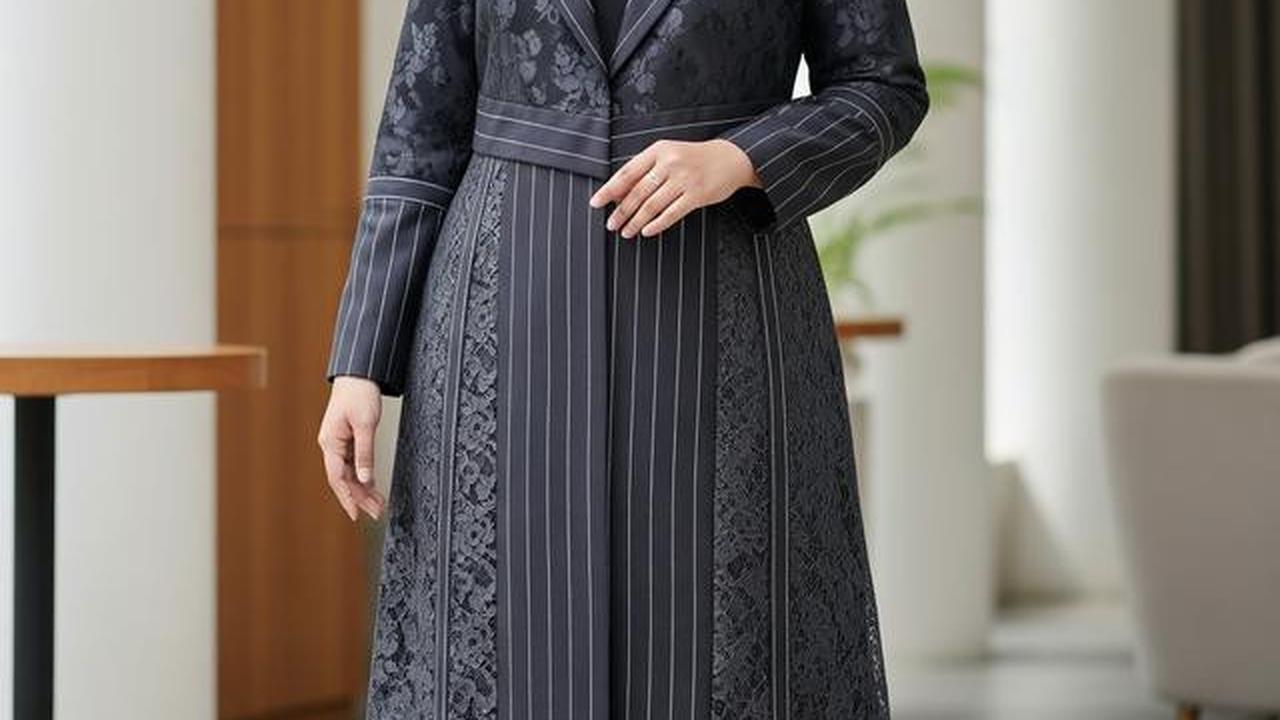 Gamis blazer brokat untuk wanita berhijab dengan tubuh gemuK