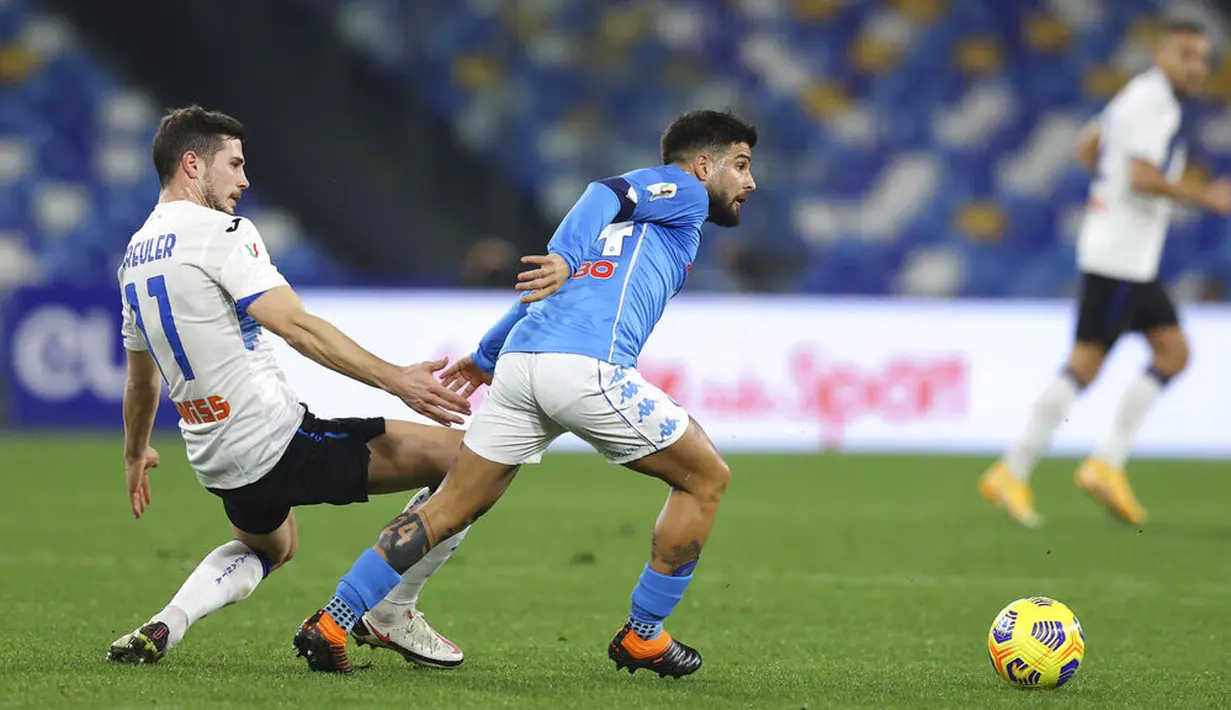 Pertandingan leg pertama semifinal Coppa Italia antara Napoli kontra Atalanta berakhir tanpa pemenang.  (Alessandro Garofalo/LaPresse via AP)