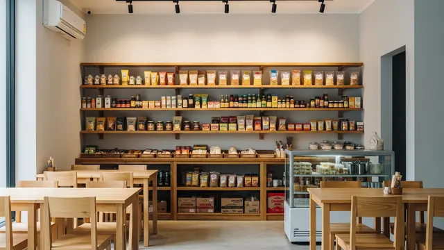 Warung dengan Area Penyimpanan Barang yang Rapi