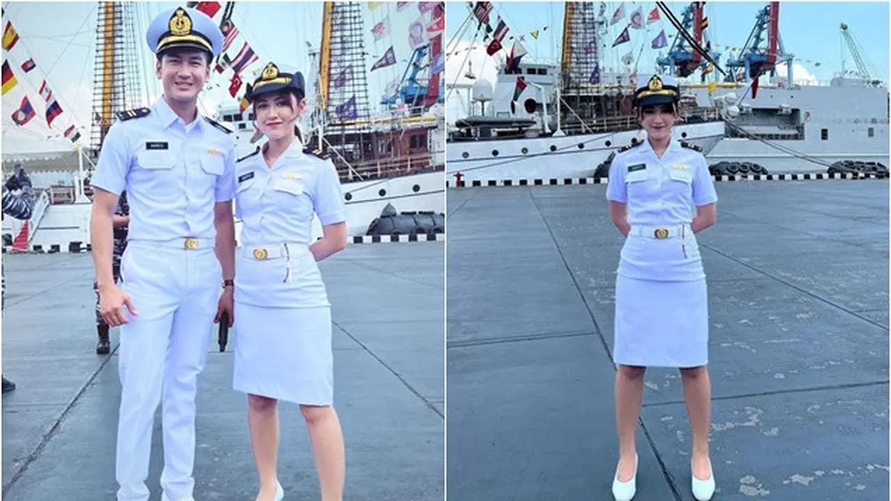 6 Potret Happy Asmara Manggung Pakai Kostum ala TNI AL, Curi Perhatian