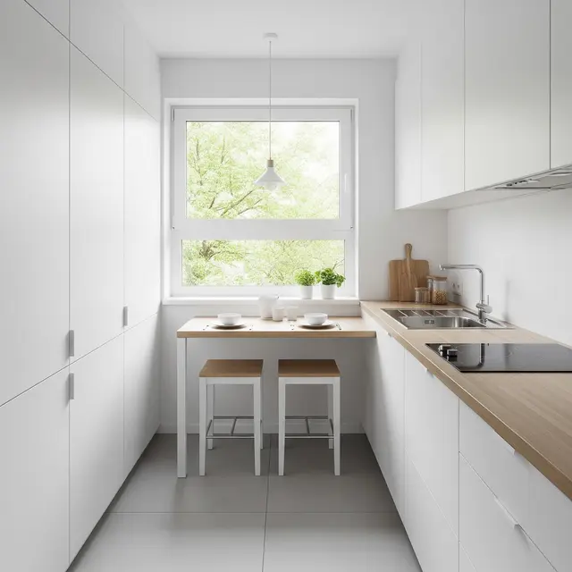 Dapur Minimalis 3x2 Tetap Lega dengan Meja Makan Mini (AI Generated)