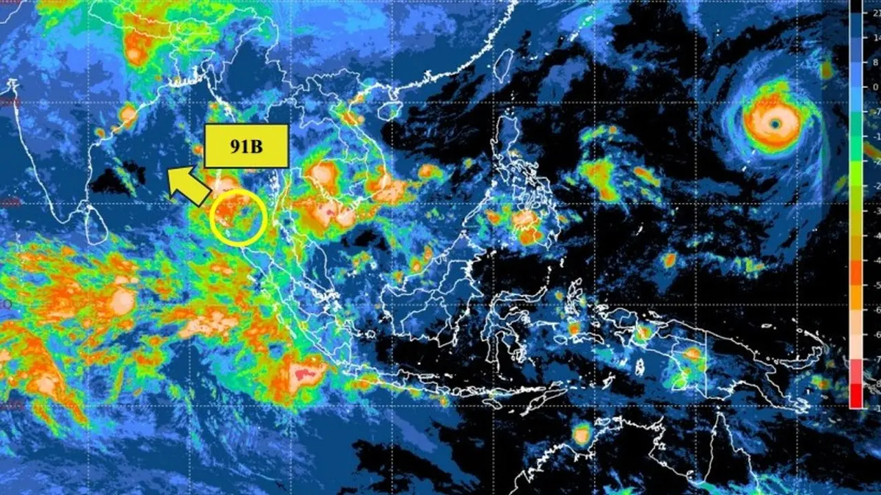 Pergerakan Bibit Siklon Tropis 91B yang dipantau BMKG.