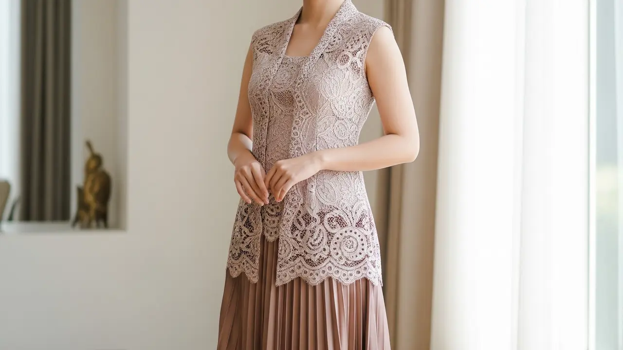 9 Model Kebaya Brokat Kombinasi Satin Modern, Tampil Elegan Setiap Acara