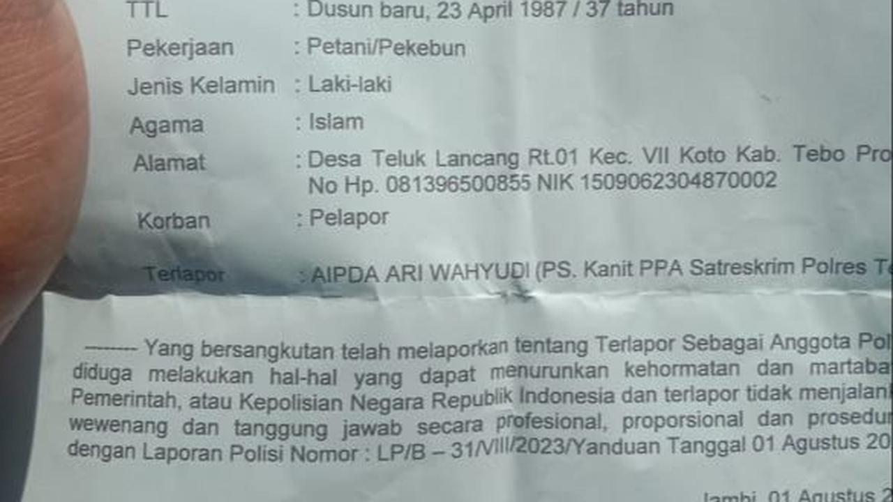 Kasus Korban Pemerkosan Diduga Diperas Polisi, Keluarga Serahkan Bukti Rekaman Kepada Propam Polda Jambi