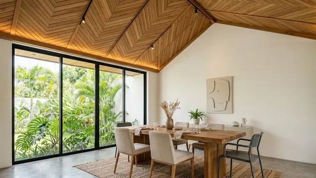 Plafon Kayu Model Chevron