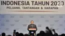 Ketum Partai Demokrat, Susilo Bambang Yudhoyono (SBY) menyampaikan pidato saat acara  Refleksi Pergantian Tahun di di Jakarta Convention Center, Rabu (11/12/2019). Pidato tersebut mengangkat tema Indonesia Tahun 2020 "Peluang, Tantangan, dan Harapan". (merdeka.com/Iqbal S. Nugroho)