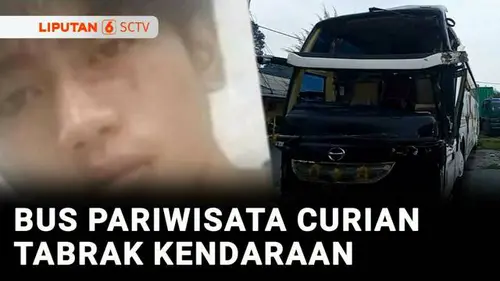 VIDEO: Tukang Cuci Bawa Kabur Bus Pariwisata, Berujung Tabrak Mobil Lain