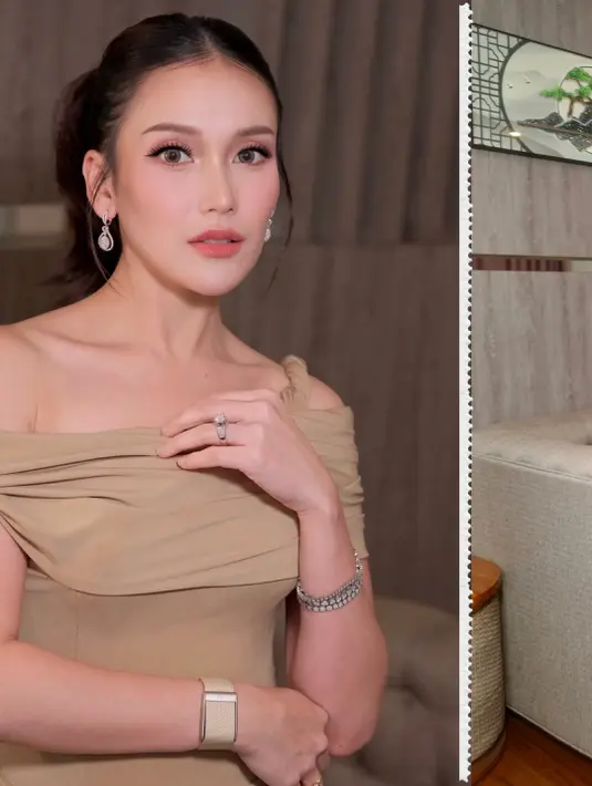 Tatanan rambut ponytail memberikan ruang bagi anting teardrop berlian yang dikenakan Ayu Ting Ting [@ayutingting92]