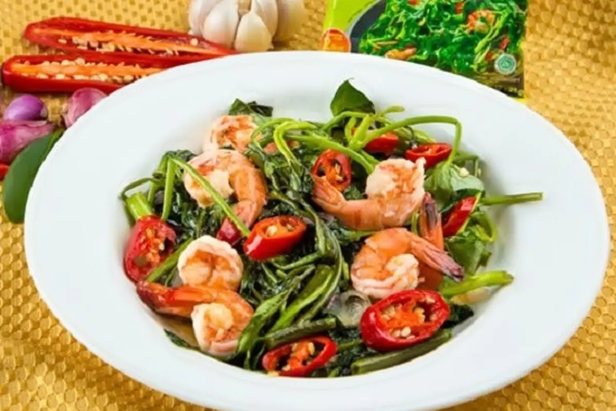 resep tumis kangkung dan udang/selerasa.com