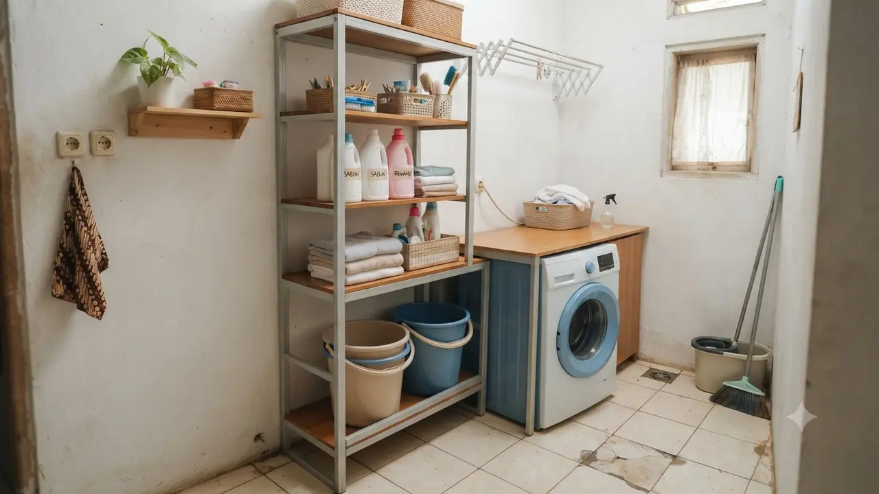 Tempat Menyimpan Ember agar Area Laundry Lebih Rapi, Jadi Ide Penataan Rumah Kontrakan