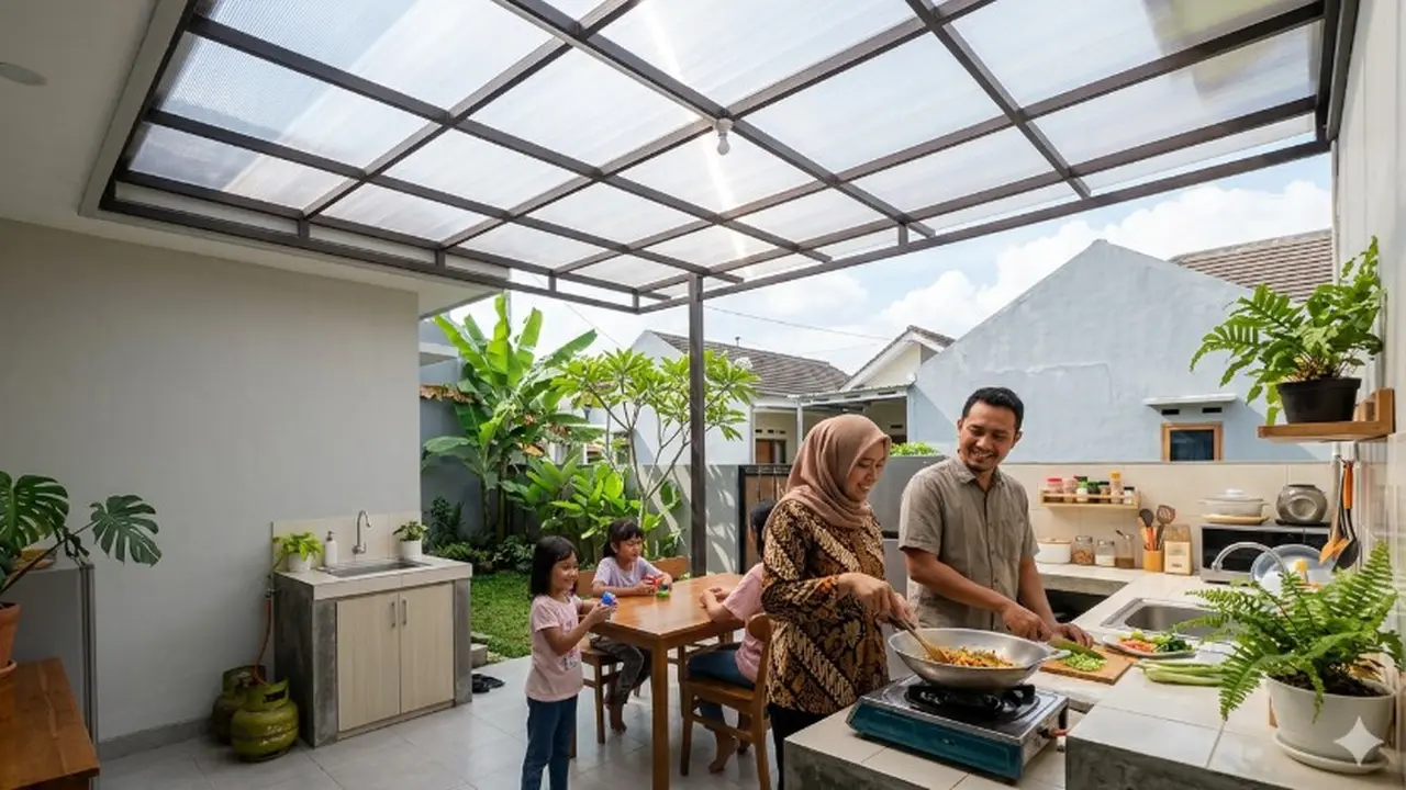 Dapur Atap Transparan Polikarbonat (Gemini AI)