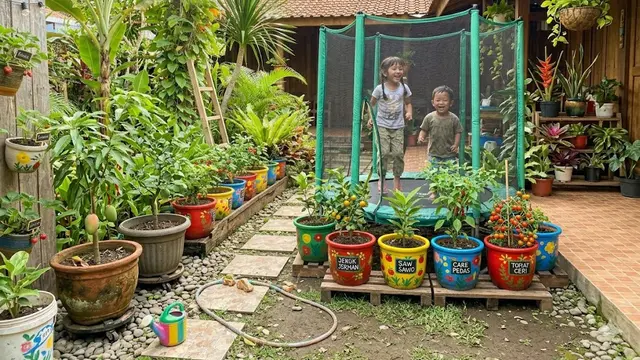 Kebun Ember Multifungsi dengan Trampolin Mini