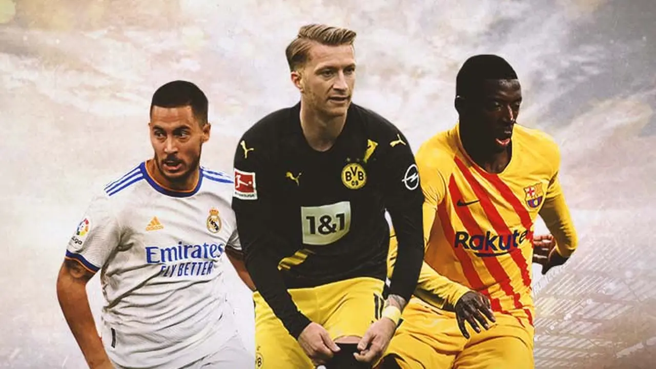 Ilustrasi - Eden Hazard, Marco Reus, Ousmane Dembele
