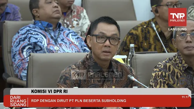Direktur Utama PT PLN (Persero), Darmawan Prasodjo saat RDP dengan Komisi VI DPR, Rabu (21/1/2026). (Foto: Liputan6.com/Arief RH)