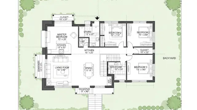 Denah Rumah dengan Halaman Luas