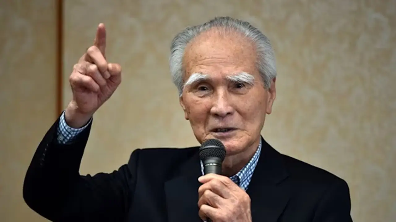 Mantan Perdana Menteri Jepang Tomiichi Murayama menyampaikan pidato di Tokyo pada 18 Mei 2015.