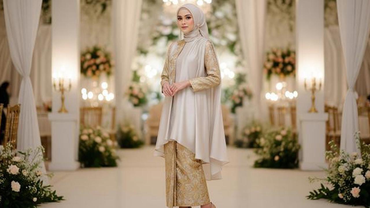 7 Model Gamis Cloud Dancer Kombinasi Gold untuk Kondangan Glamor, Tampil Mewah Tanpa Berlebihan