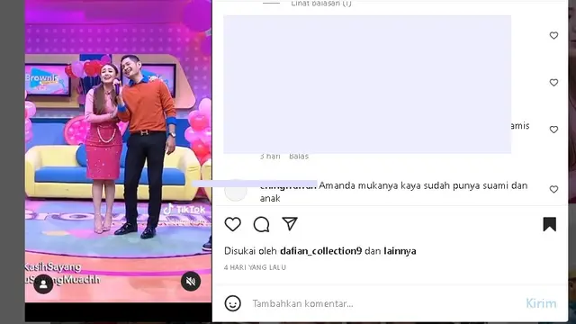 Gaya Amanda Manopo saat jadi host program TV (Foto: IG brownis_ttv)