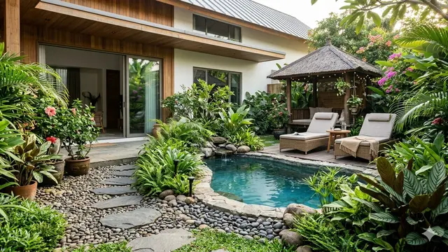 Desain Rumah Sejuk dengan Kolam Air Mini (Foto: Gemini AI)